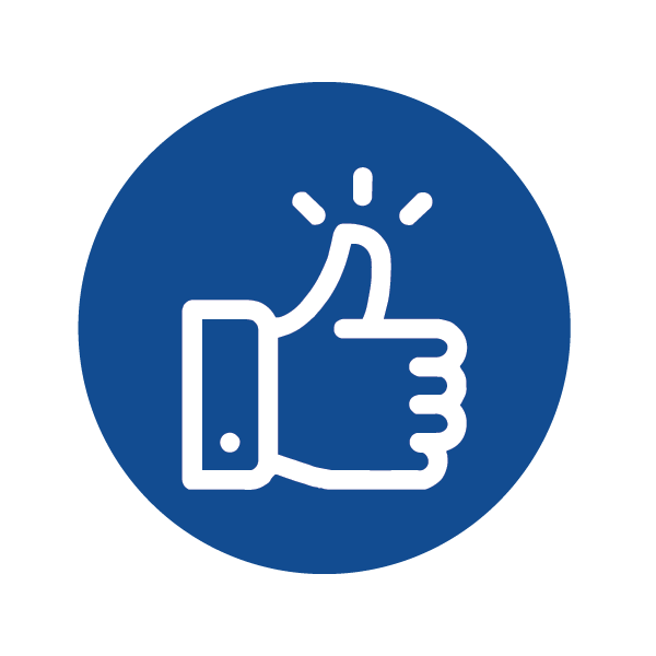 Icon of a thumbs-up hand gesture inside a blue circle, representing approval or liking.