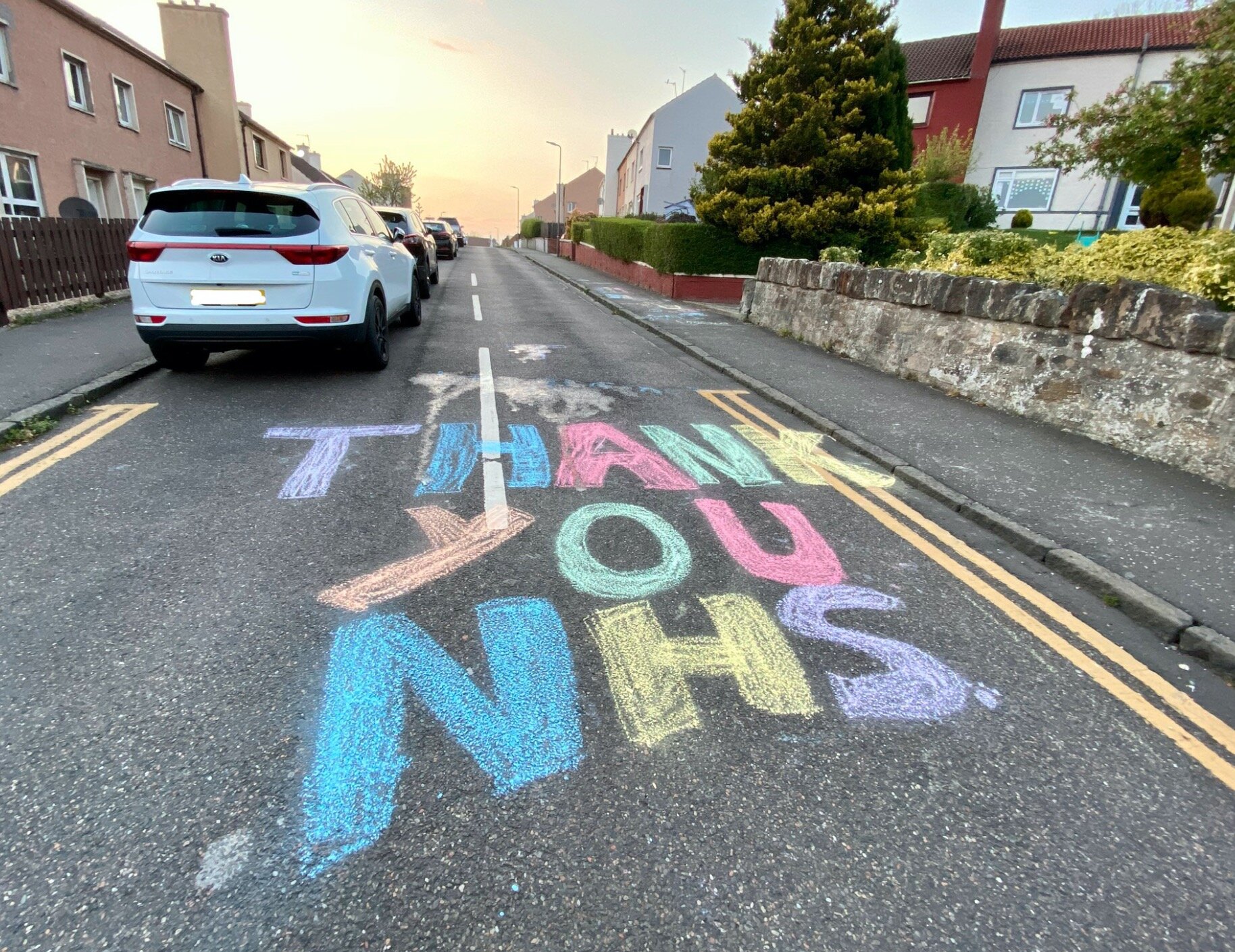 Chalk messages that soon wash away