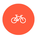 Icon of a bicycle on an coral background