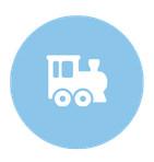 Icon of a steam train on a blue background