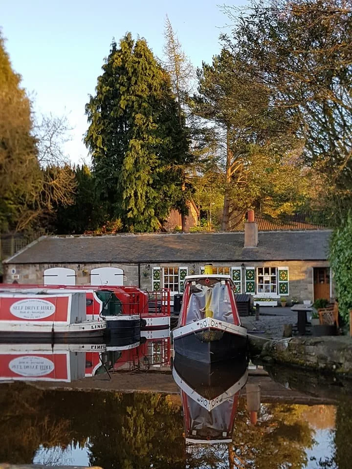 Barges moored at Linlithgow Canal Centre