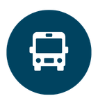 Icon of a bus on a dark blue background