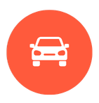 Icon of a car on a coral background