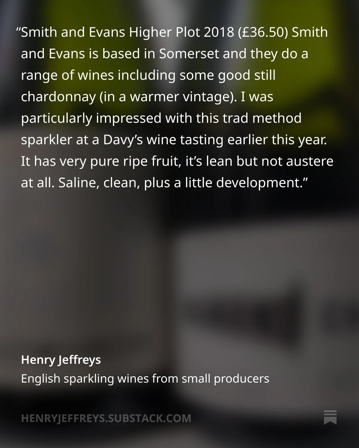 Henry Jeffries is a wine writer always worth a read particularly if you are interested in the social history of drinks. Great palate too 😊