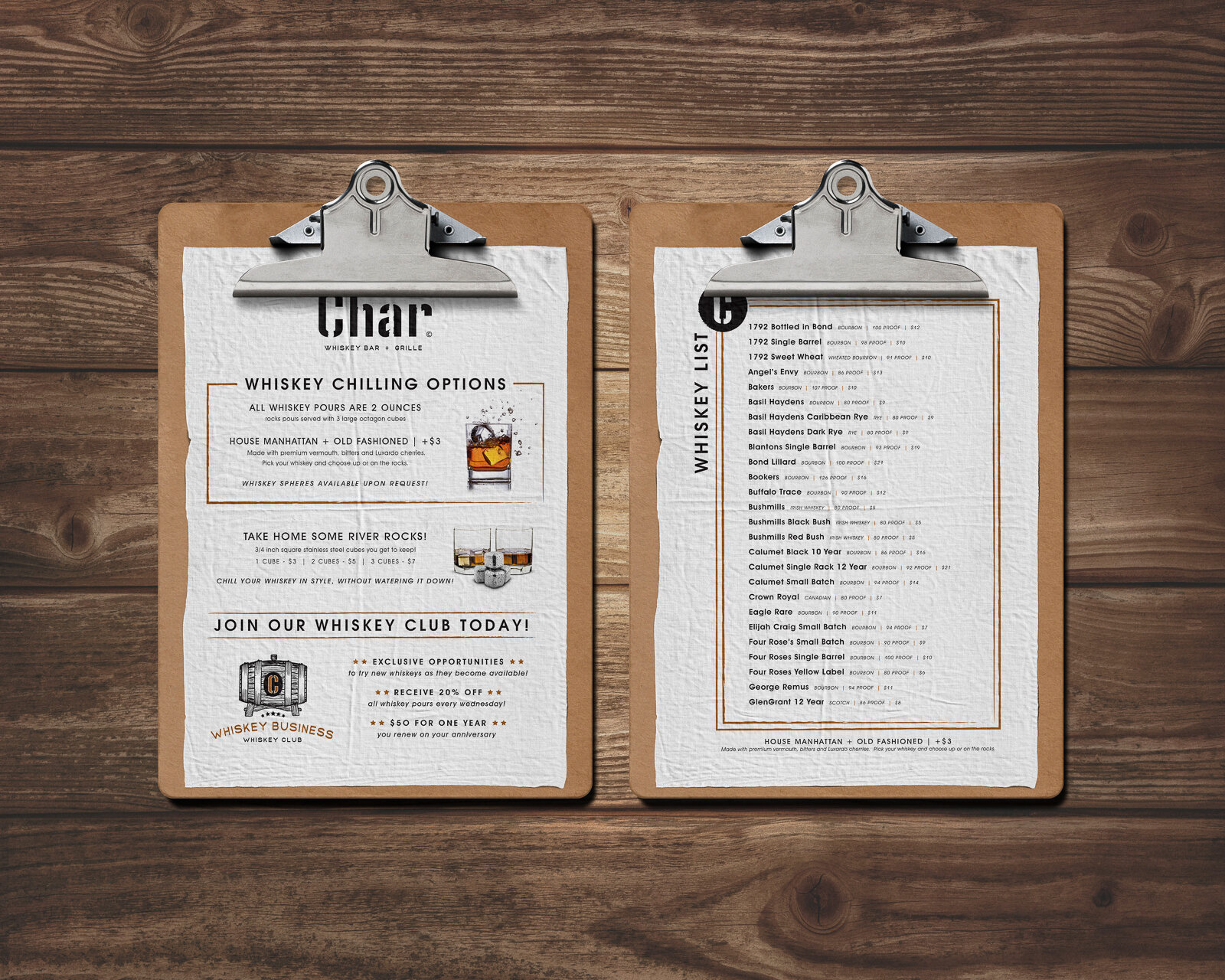 Whiskey menu design.