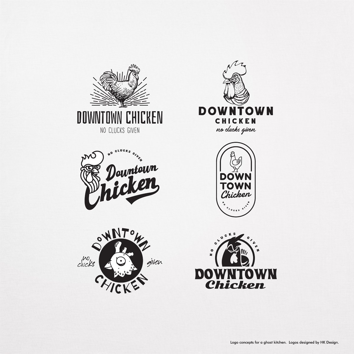 Logo concepts for Downtown Chicken at Indie.