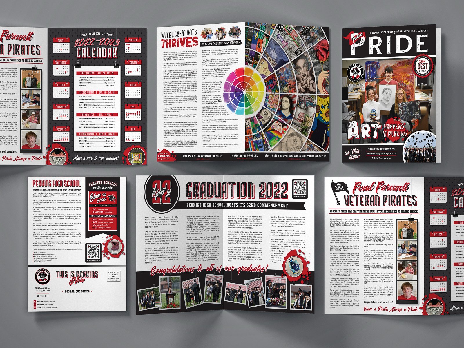 Award winning newsletter design created quarterly for the school district.