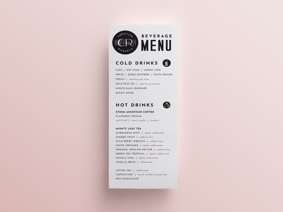 Beverage menu design.