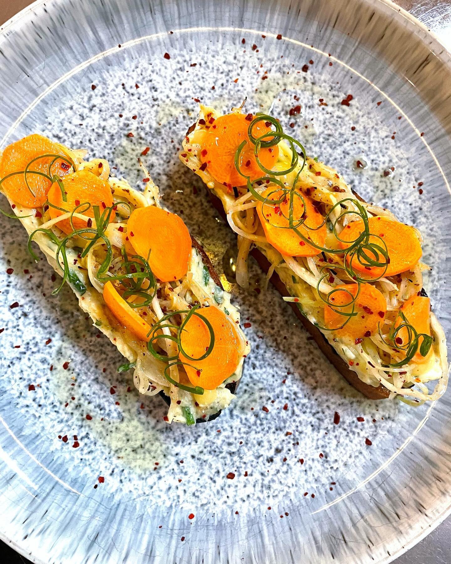 brandade [it&rsquo;s like a salt cod spread] toast, pickled carrots &amp; mustard cabbage 

 It&rsquo;s been a week of funky weather, sourcing is limited these days but the sun is with us longer. The slow awakening after the darker winter months. 

W