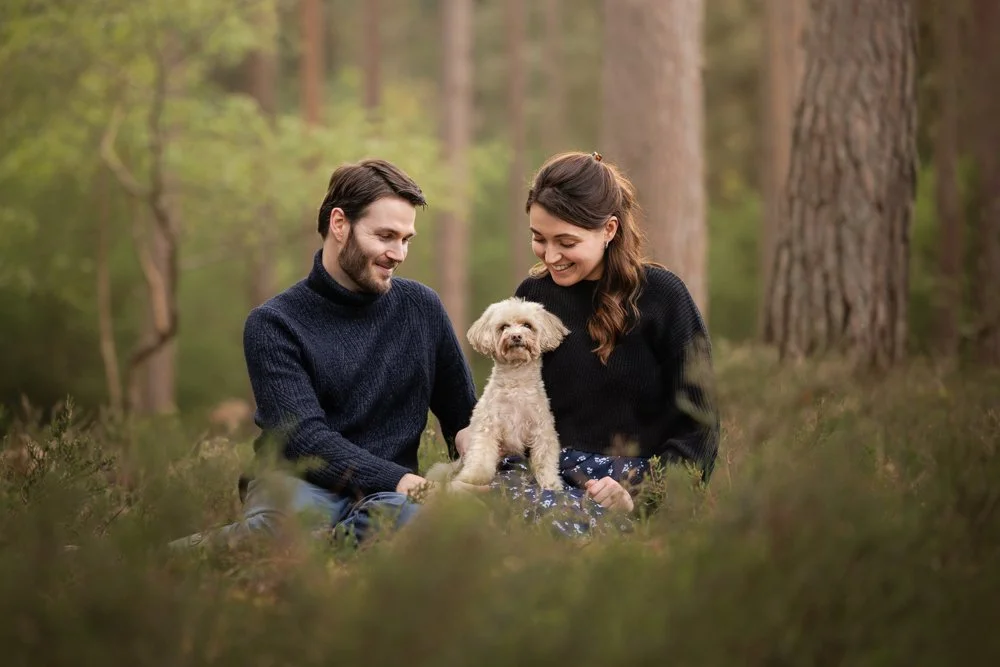 Family photo with cockapoo in West Sussex