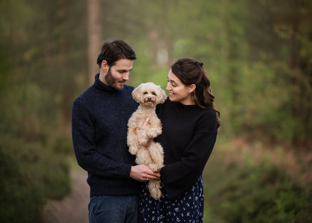 Family photo with cockapoo in West Sussex