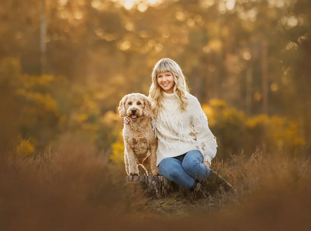 Goldendoodle enjoying a natural outdoor portrait session in Guildford, Surrey, by Clara Allansson Photography, capturing their personality and character.