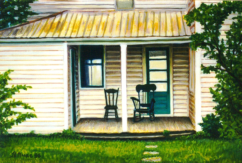 My Grandfather's Porch 16” x 24” Oil on Mahogany