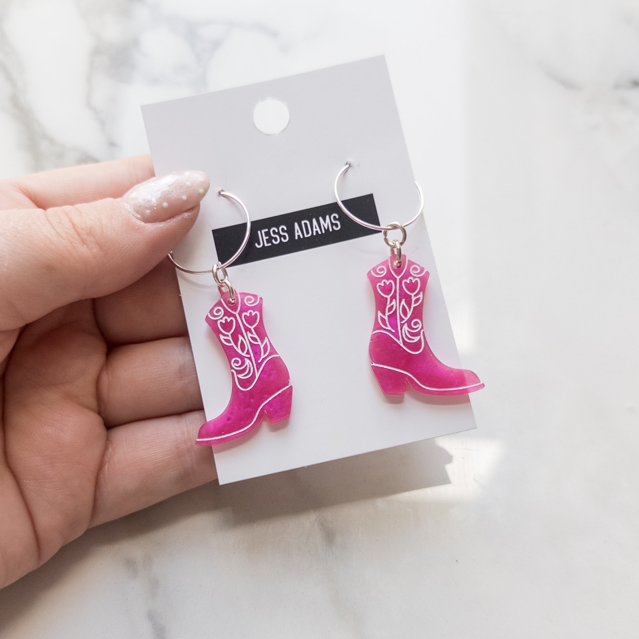 Pink Cowboy Boot Earrings