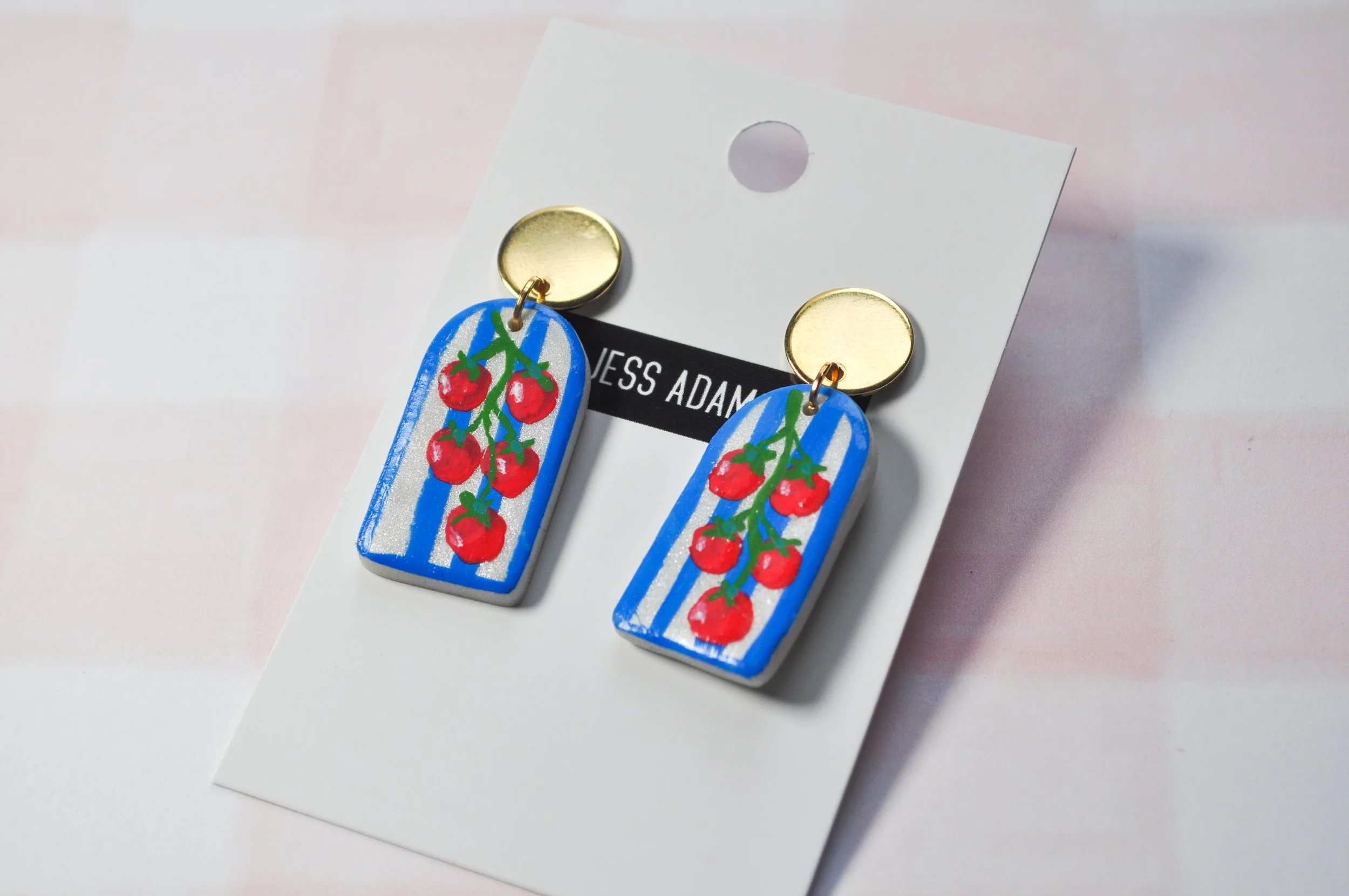 Hand-painted Tomato Arch Earrings
