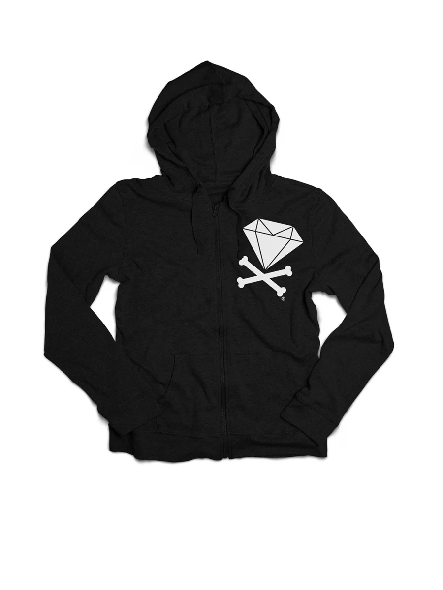 Diamond &amp; Crossbones Zip-Up (Black)