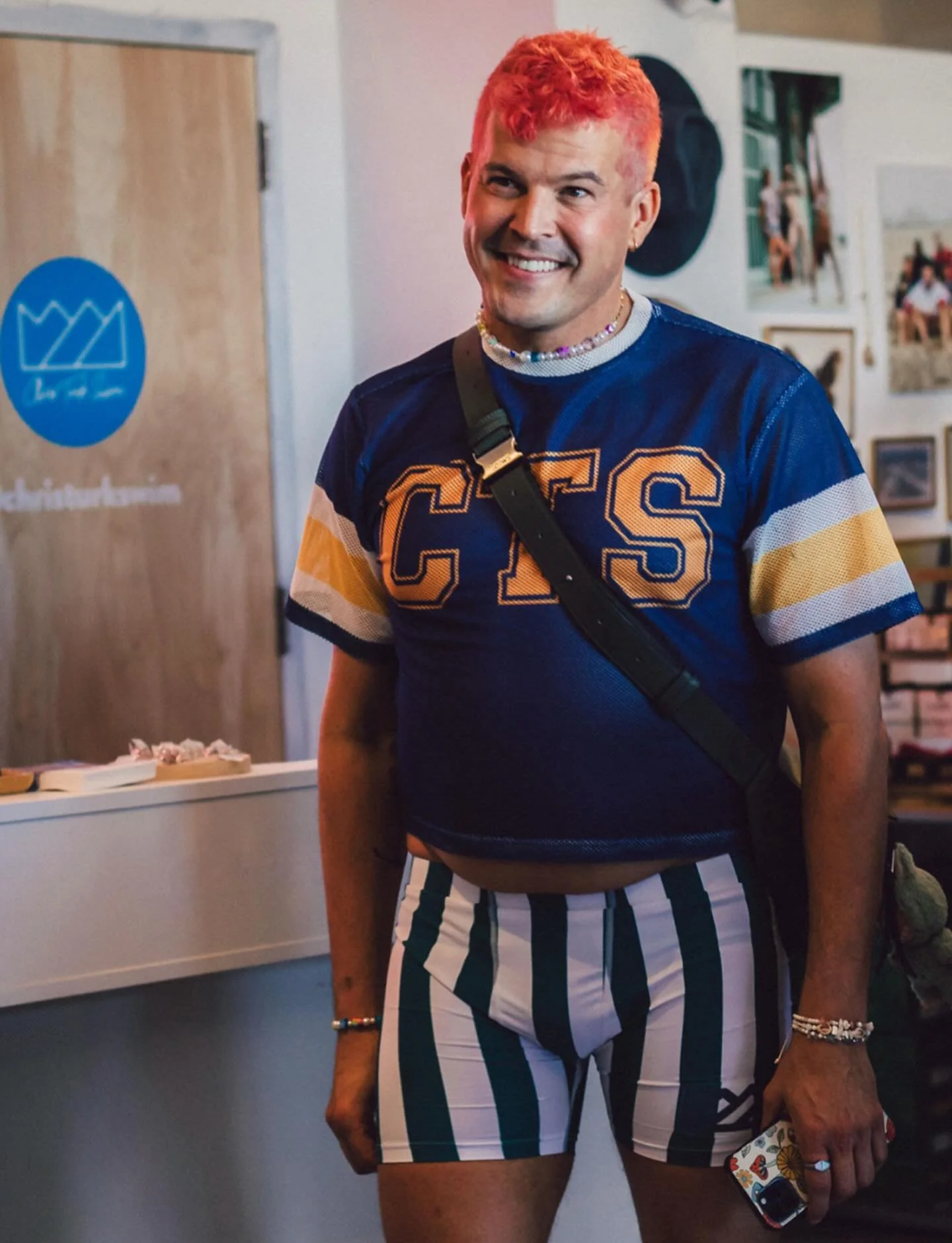 Football season, fall weather, calls for a cute fit. Get the signature @christurkswim jersey and biker short now!
