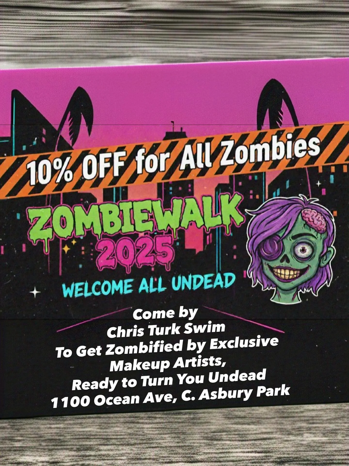 Zombiewalk 2025: Make your reservations NOW or stop by @christurkswim tomorrow to get zombiefied by Exclusive Makeup artists @ladialux_ and @vvinterose_ . Get ready to Slay!

10% OFF for ALL Zombies!