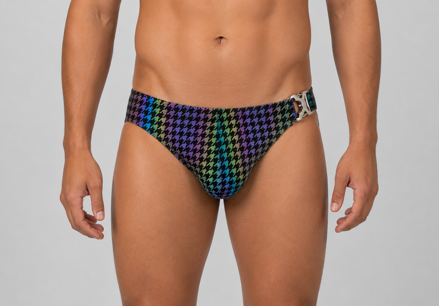 CTS Reflective Gingham Clasp Swim- Swim Brief