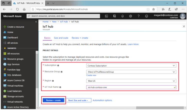 GingerHelp screenshot of step 1 of setting up Azure as an IoT hub.