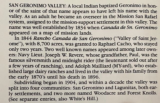 Historians think the #sangeronimovalley was named for a Coast Miwok Native American man named Jumle, who was baptized &lsquo;Geronimo&rsquo; by Spanish colonists in 1808. Who was Jumle?
&bull;
Mission records tell one side of the story. He first appe