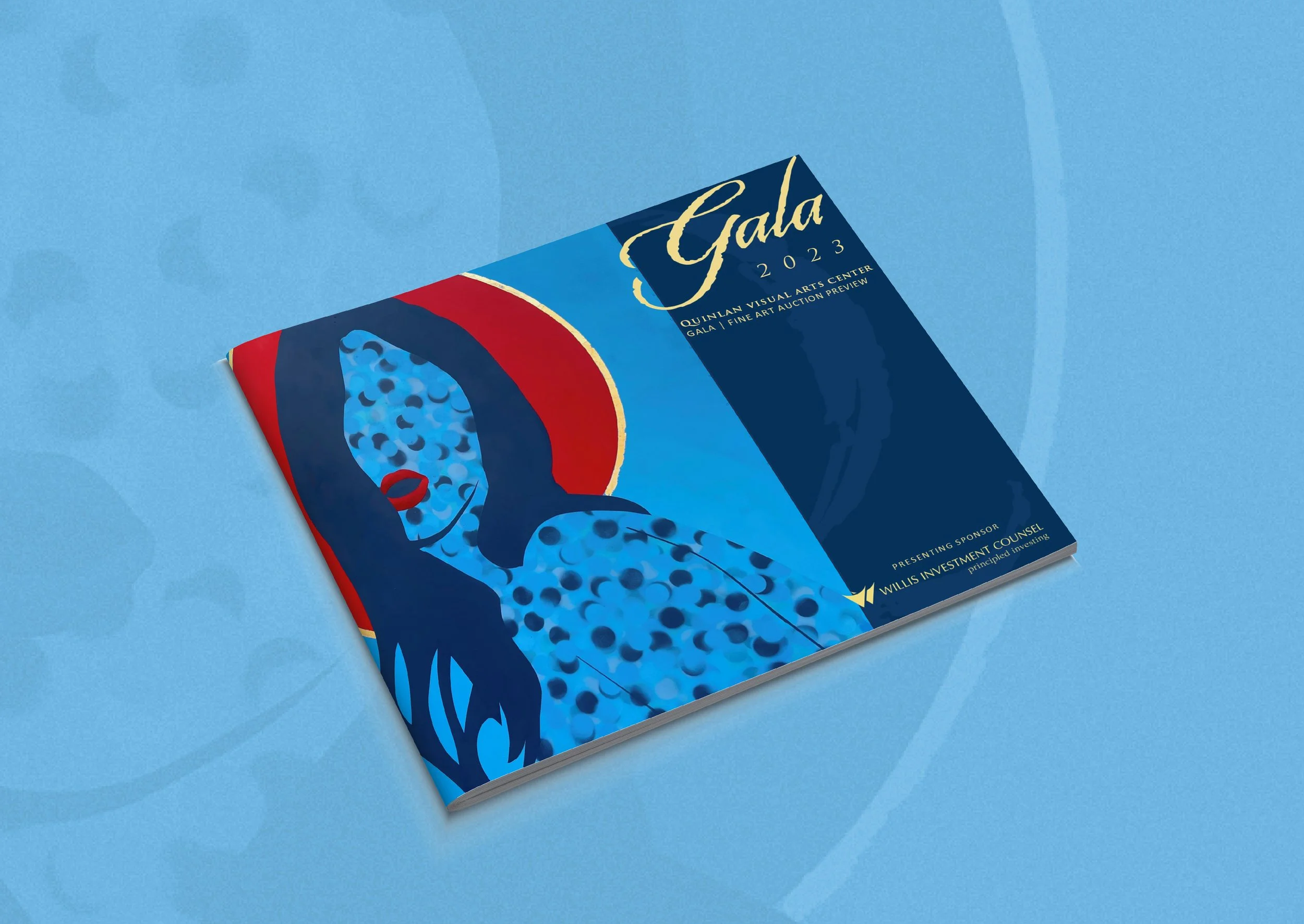 Quinlan Visual Arts Center out of Gainesville, Georgia 45th Gala catalog design by Justin Johnson of Ingeniusart.