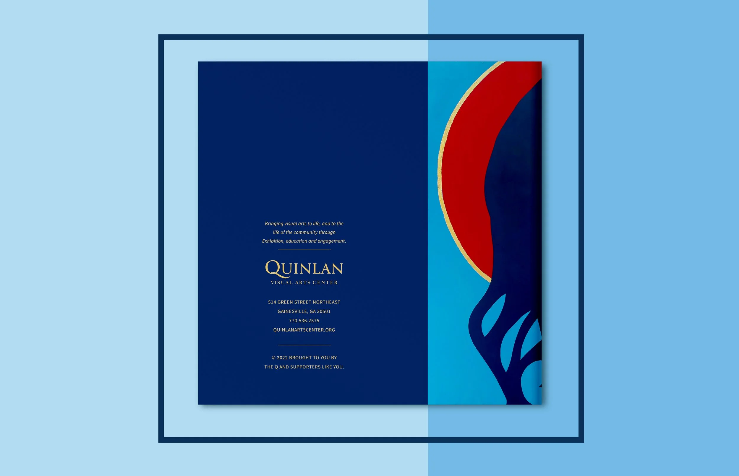 Quinlan Visual Arts Center auction preview catalog design by Justin Johnson of Ingeniusart.