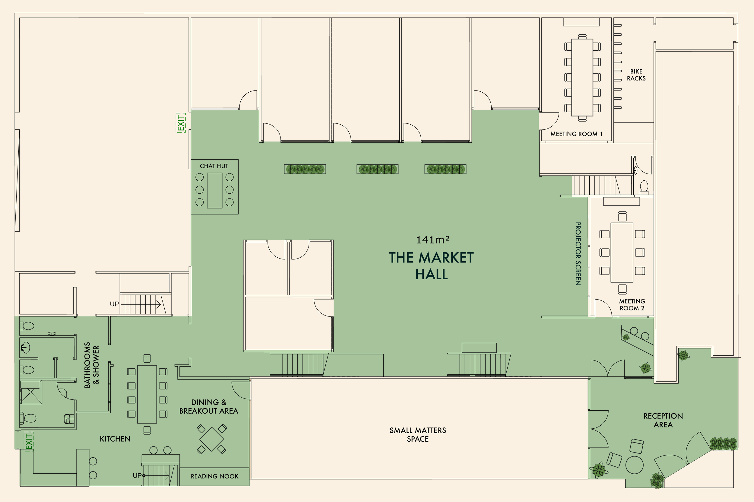 The Market Hall floor plan, 141m²