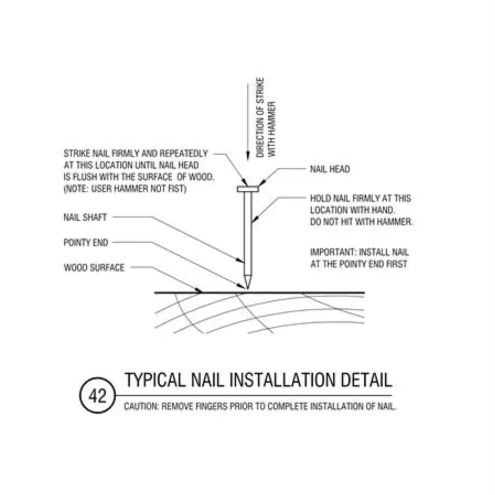 autocad construction detail for how to hammer in a nail