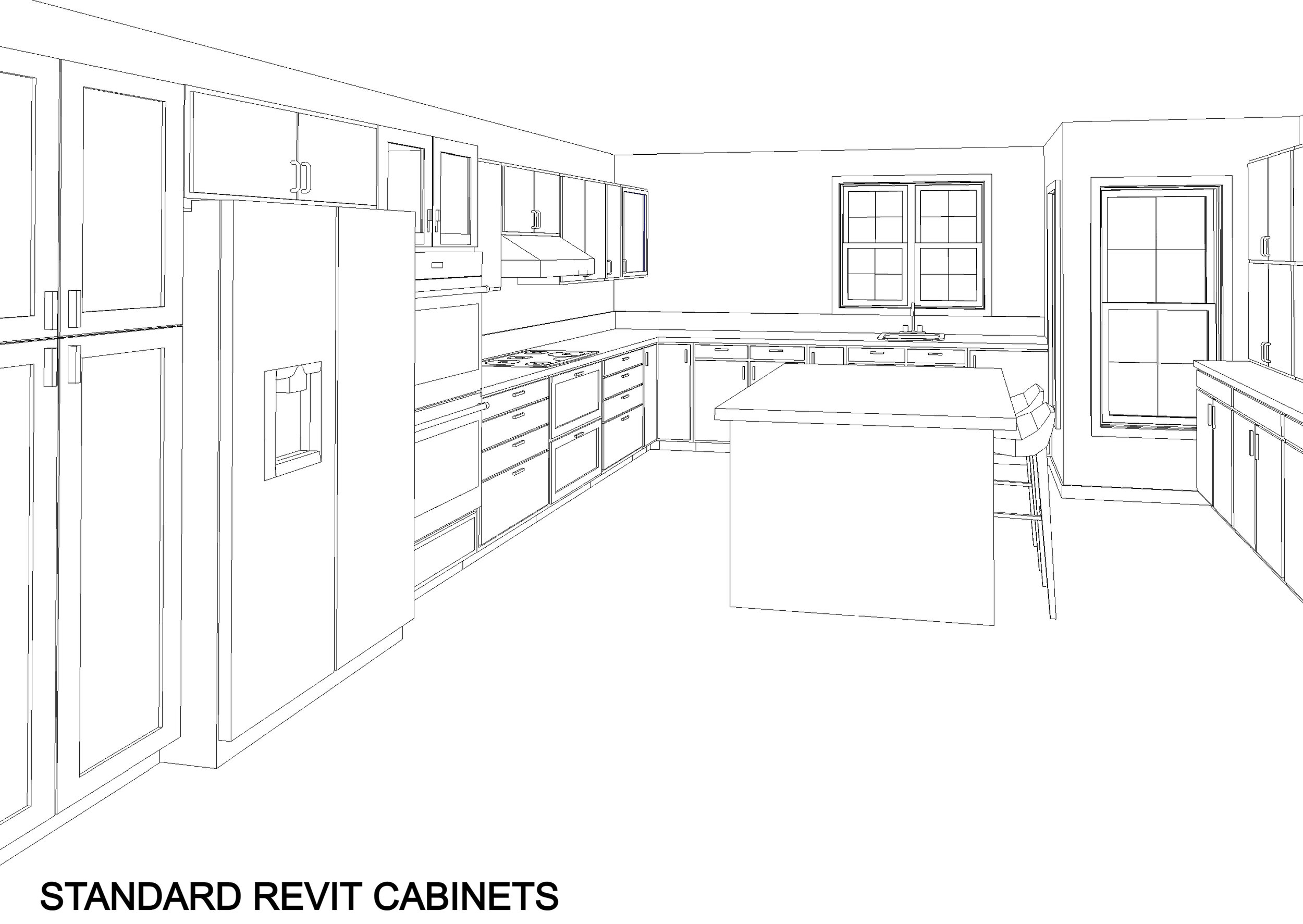 Revit family cabinet standard kitchen layout 3d options 
