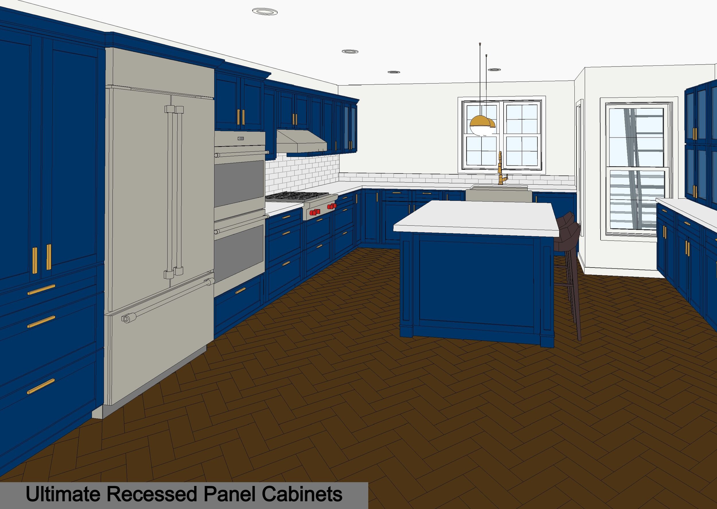 Revit family cabinet recessed panel kitchen layout 3d options 