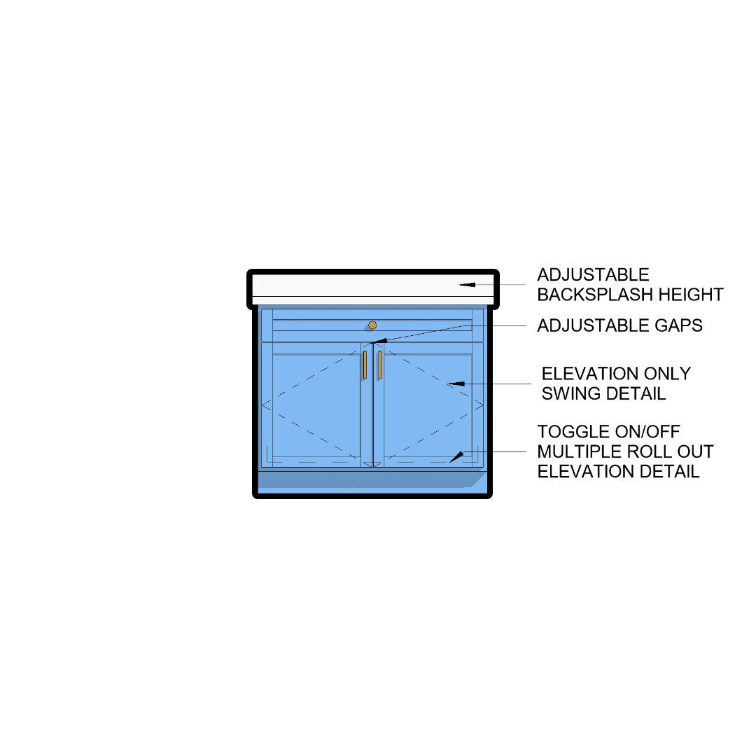 Revit family cabinet recessed panel diagram features