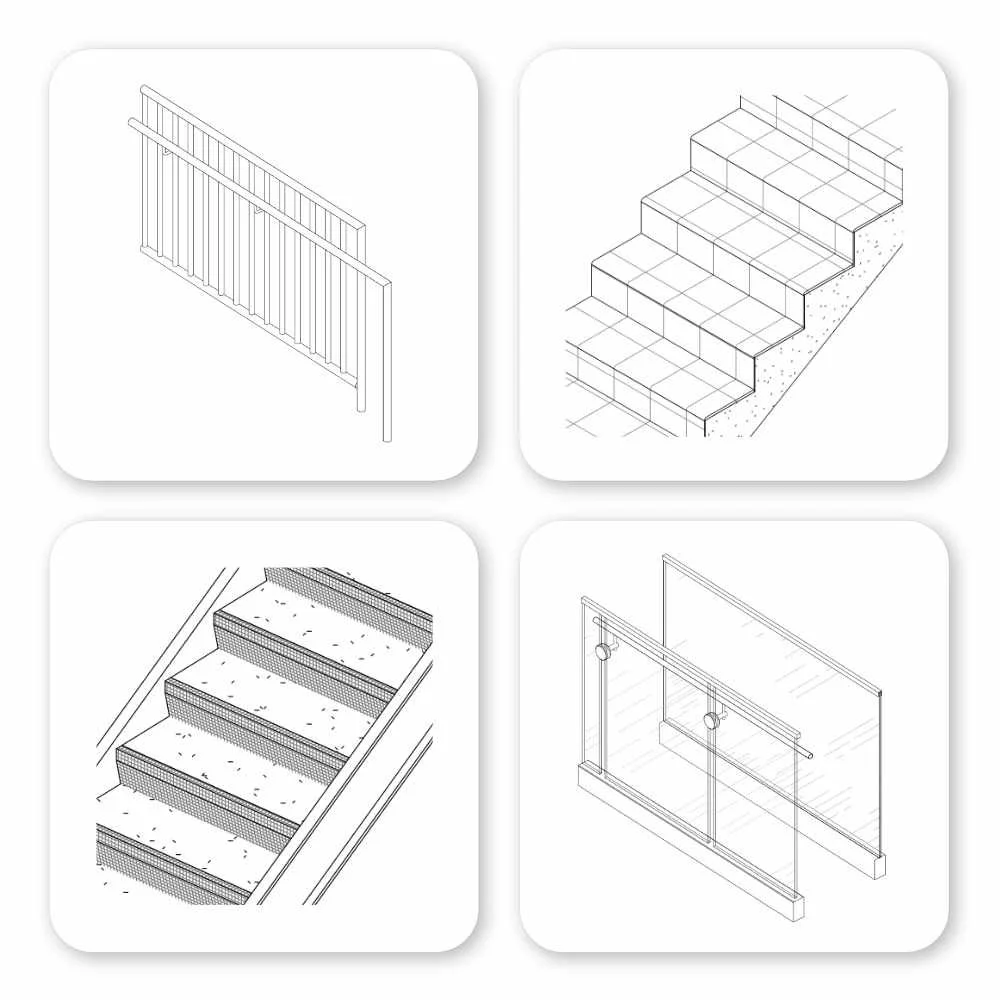 Revit template detailed stair and railing families