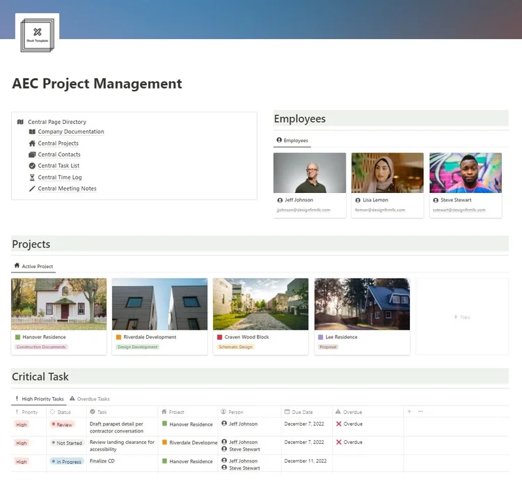 AEC Project Management Notion Template — Revit Template