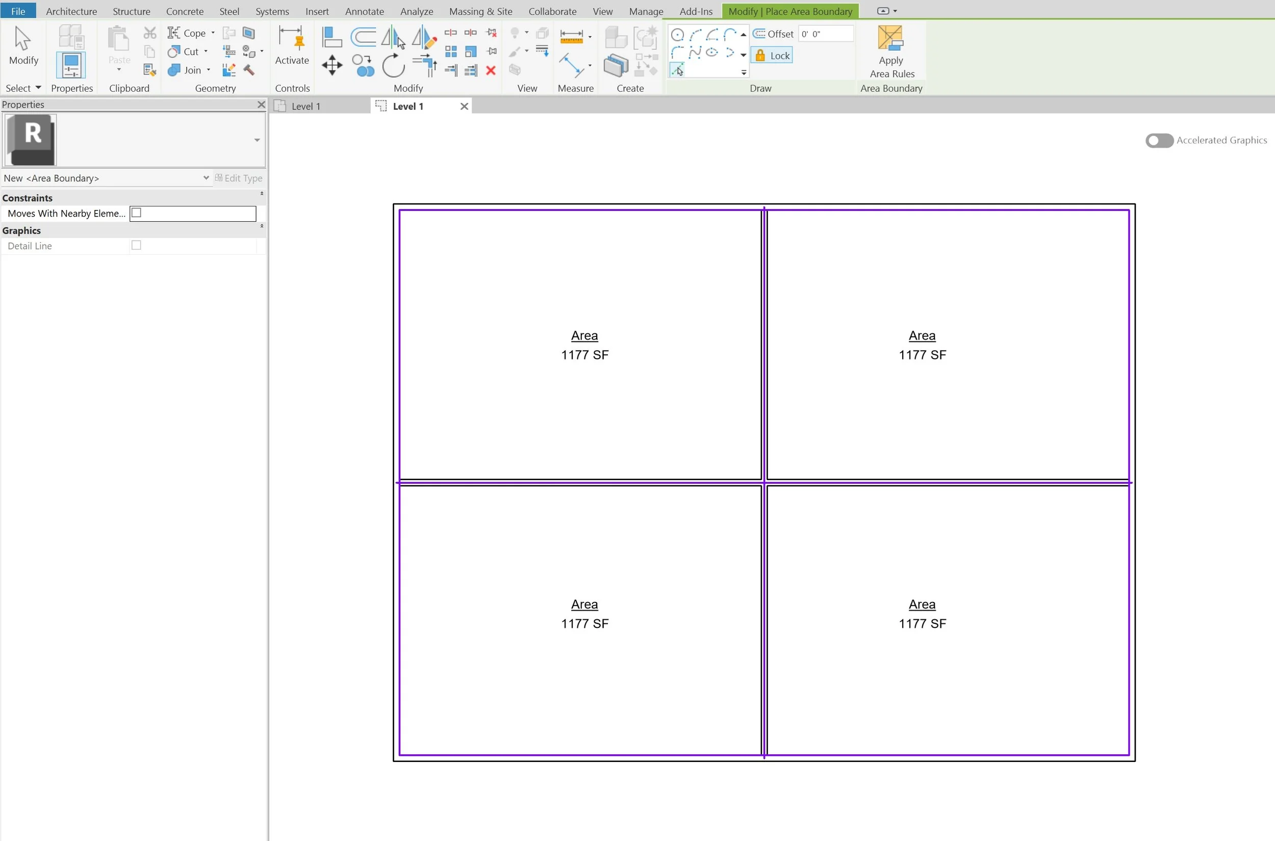 Revit area plans with area boundary lines for occupant load calculation plans