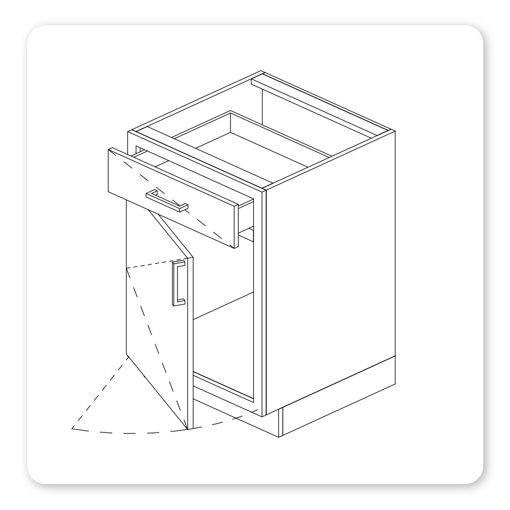Revit casework families with 3D swings and 2D annotations