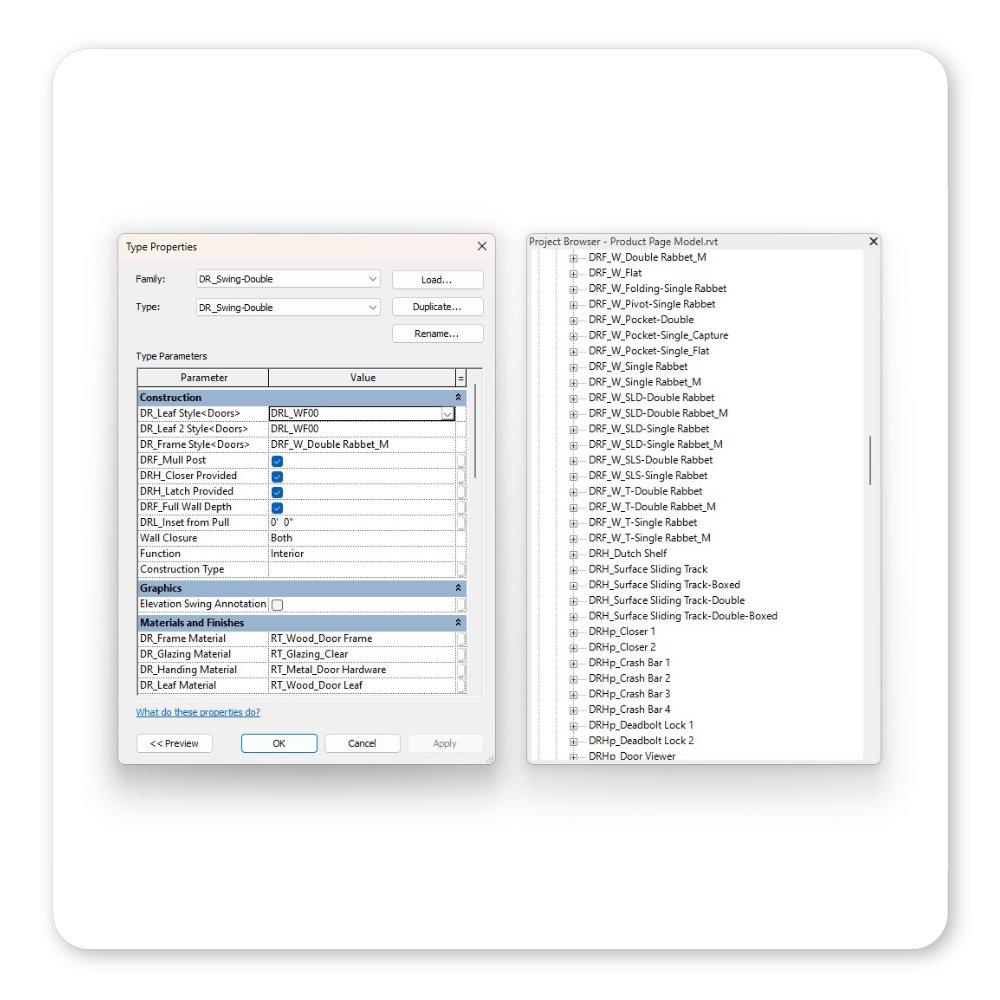 Revit door families have a clear organized structure for managing a project.