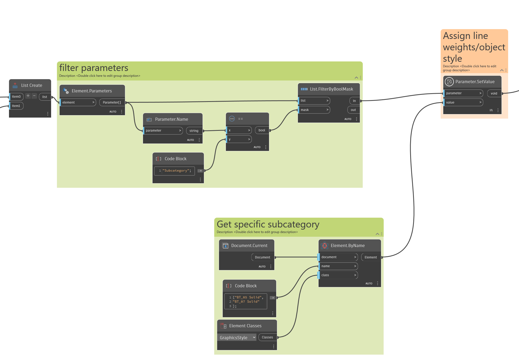 Revit family Dynamo script that gets the subcategory parameter and remaps the correct object styles.