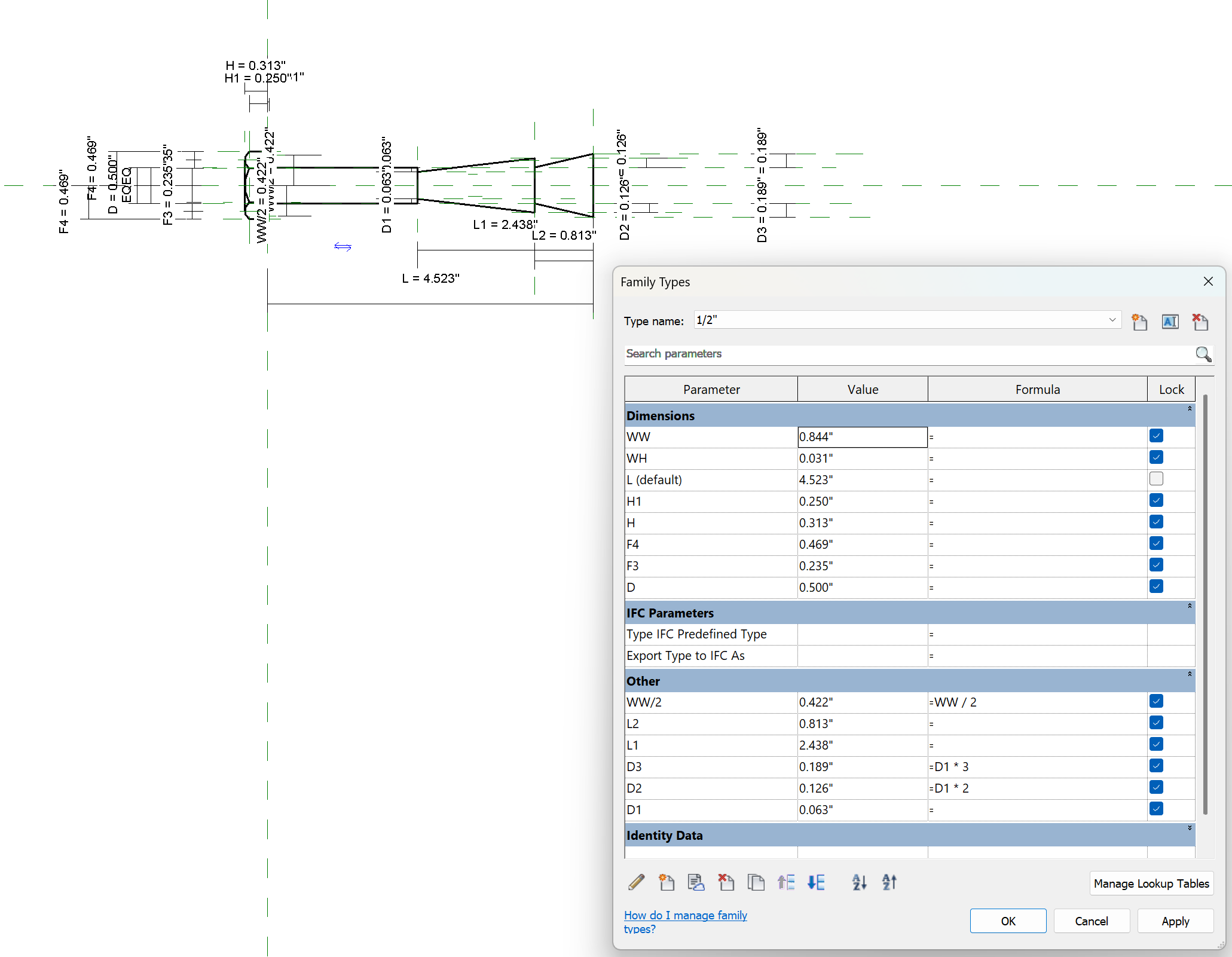 Revit out of the box bolt detail item family and its bad parameters