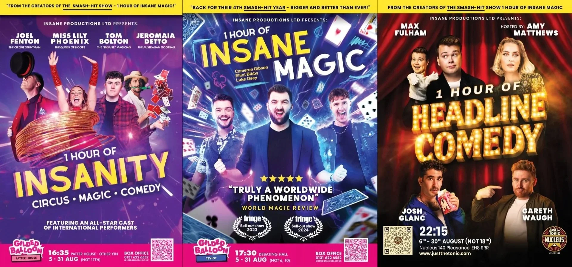Insane Productions Ltd Announces Biggest Edinburgh Fringe Yet with Four Shows at Edinburgh Fringe 2026