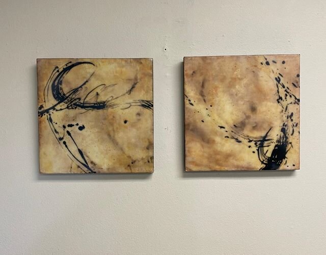 Untitled # 4 and # 7 by Nancy Crawford encaustic