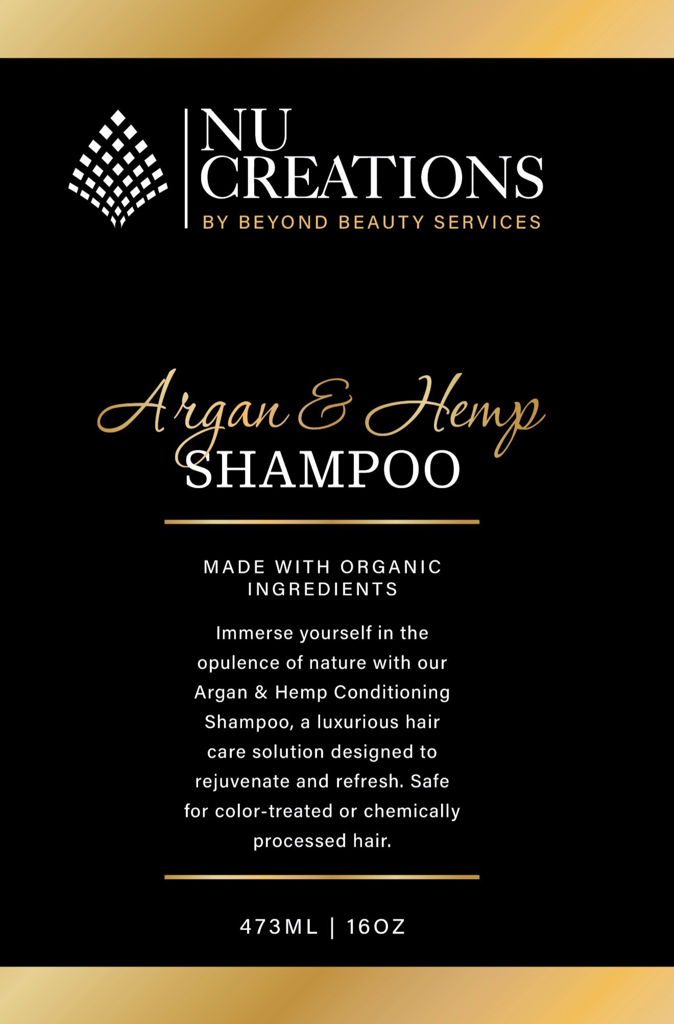 Nu Creations Argan & Hemp Shampoo, 16oz