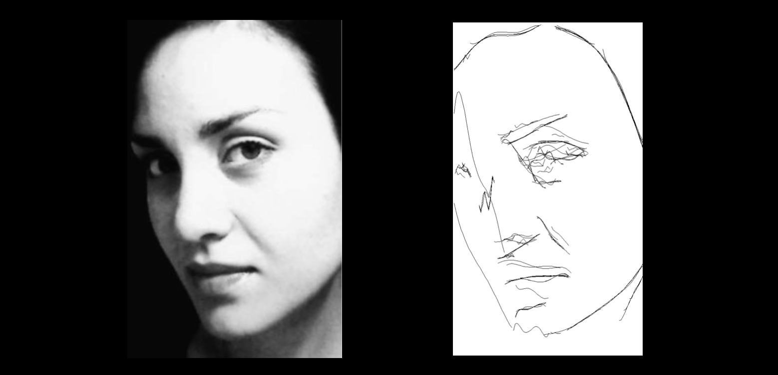 Final Output after Line Extraction Algorithm. Here, we are able to recognize key facial features.