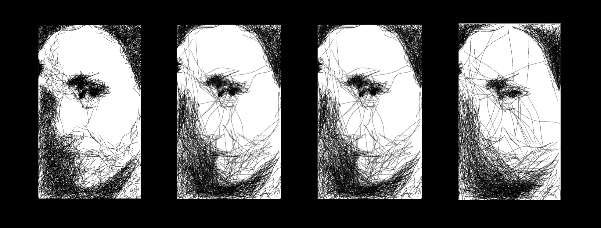 Here, we notice more detail in the image with shorter lines. We also see a textural difference in the line strokes across these images.