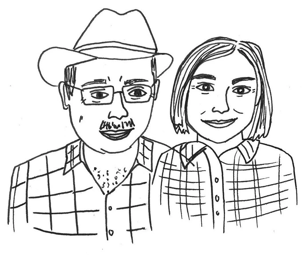 Karlee Patton, Portraits at Parties’ sketch of owners, Bob & Lynette