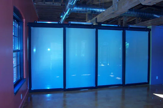 Holland Steel and Glass Rolling Screen