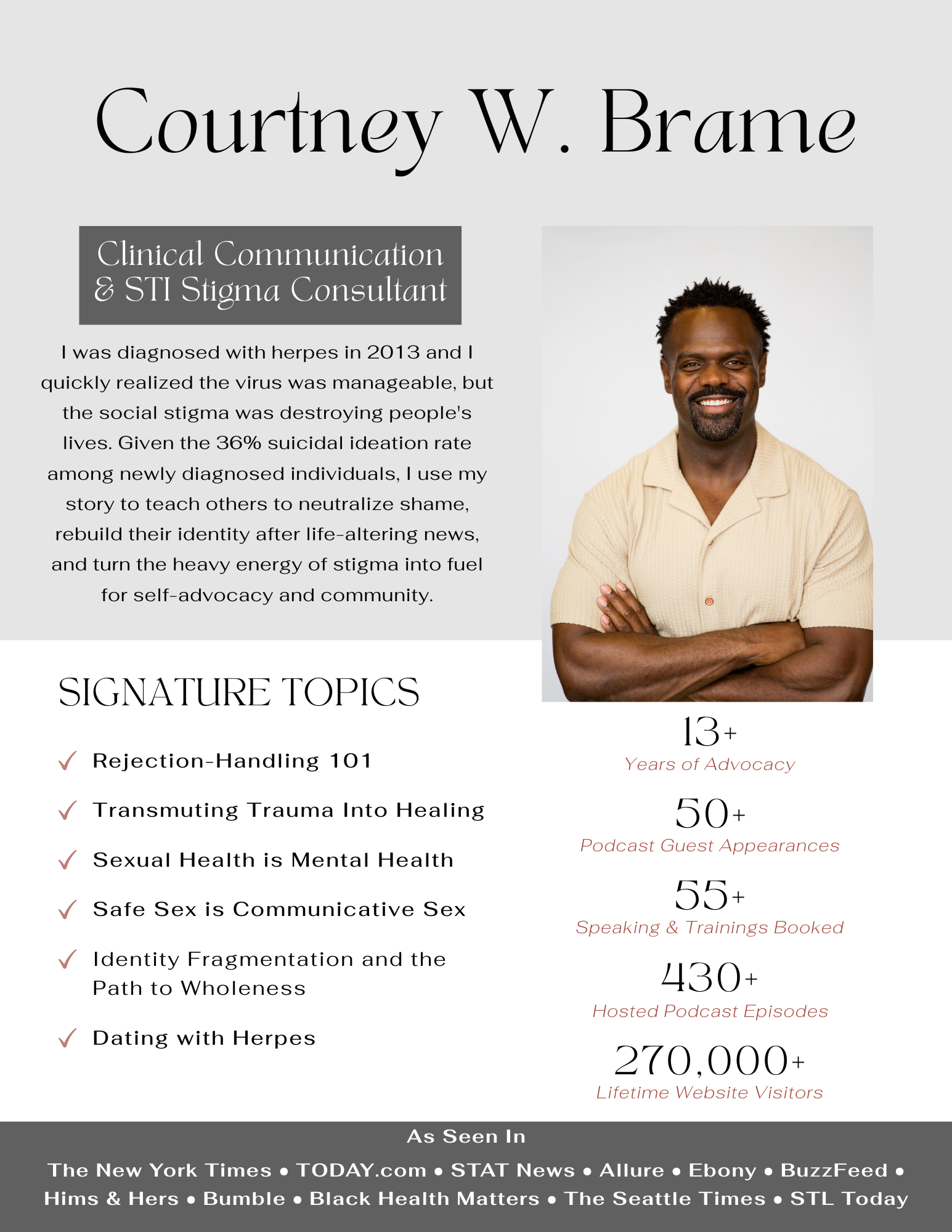 Courtney Brame Media One Sheet from Something Positive for Positive People