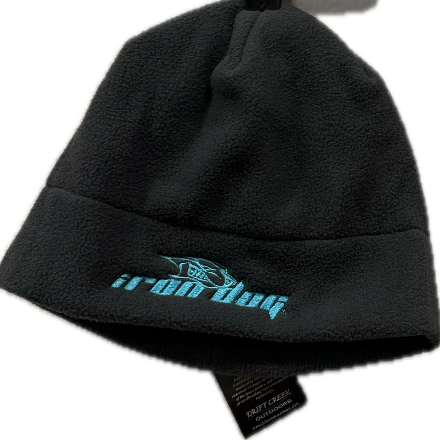 Teal logo Black Drift Creek “Kodiak” Heavyweight Fleece Beanie with Logo