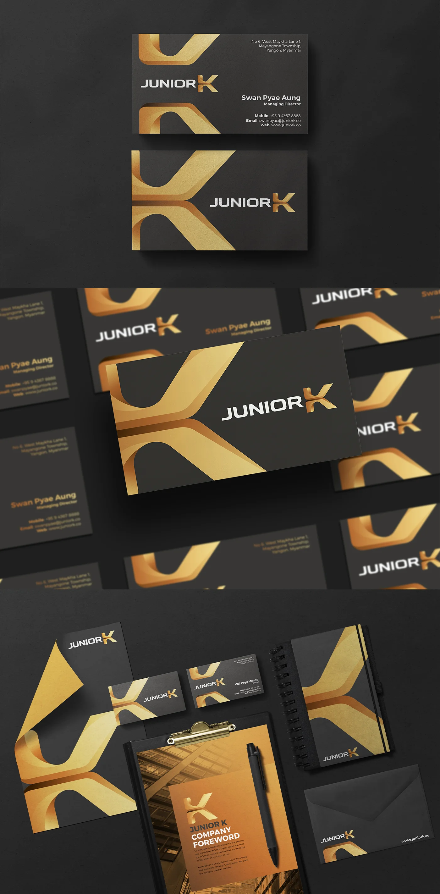 Junior K black and gold Branding design business card design 03.jpg