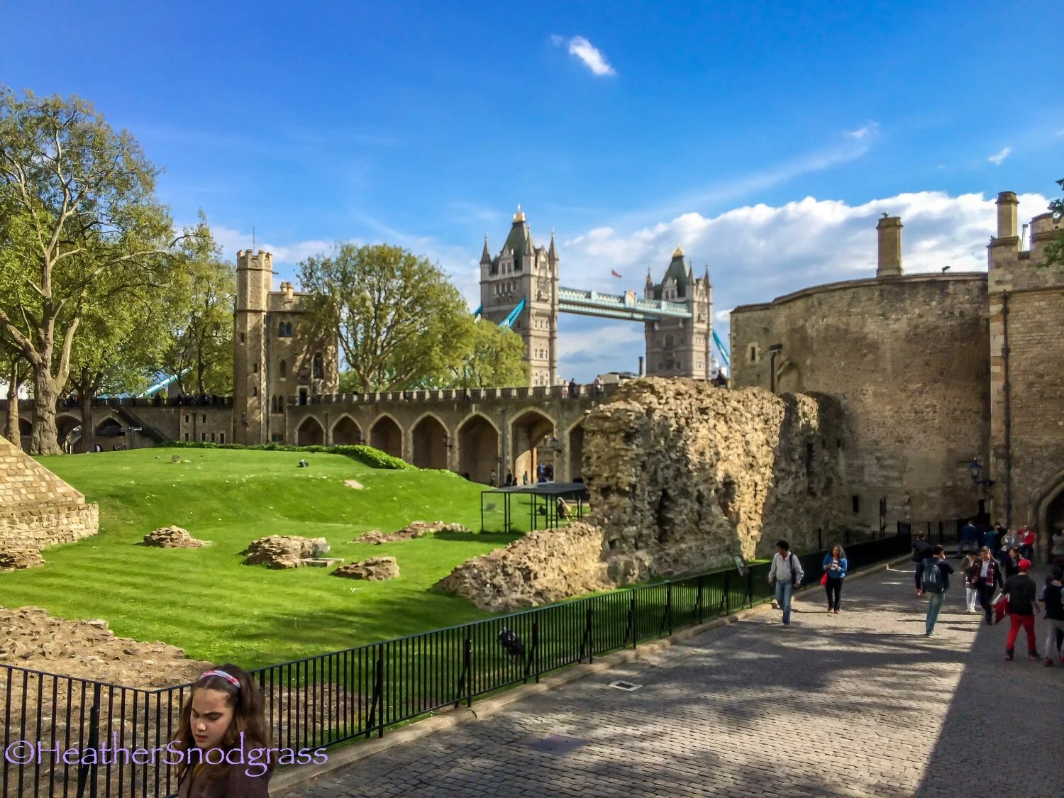 Tower Bridge from inside the walls of the Tower of London